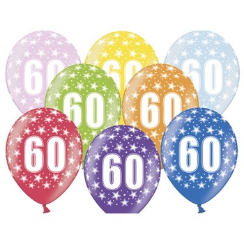 Baloane Aniversare Cifra 60, pachet 50 buc, 30 cm
